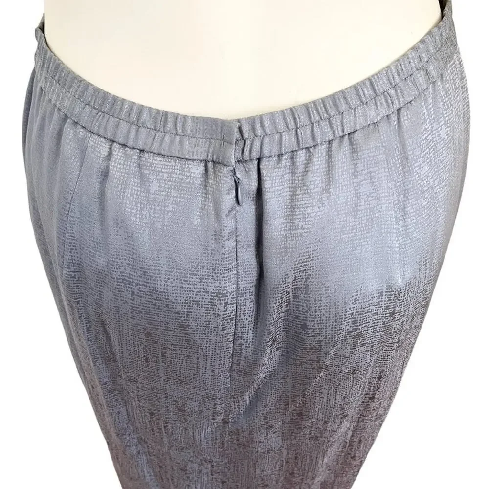 VTG 90s ADRIANNA PAPELL 100% Silk Formal Maxi Skirt in Pewter Gray SZ 8